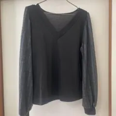 SHEIN Vネック長袖トップス 黒とグレー