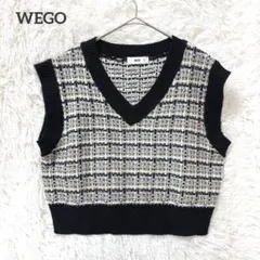WEGO ウィーゴー　ニットベスト　フリーサイズ　Vネック　チェック柄　セーター