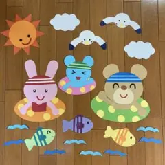 てるてるぼうず 虹 壁面飾り 梅雨 6月 7月 保育高齢者