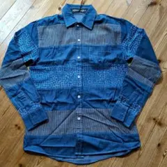 メンズ長袖デザインシャツ ブルー系 　Mサイズ　✩✩未着用品✩✩