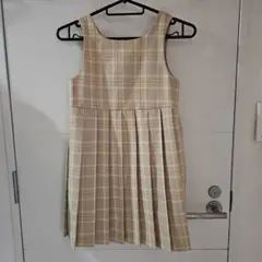 ベージュ チェック柄 ジャンバースカート 100cm~