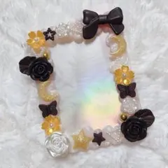 即購入OK❤︎硬質ケースデコ ホイップデコ 黒 金 ゴールド 花 No.386