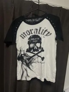 スカルグラフィック Tシャツ 半袖　グランジ　y2k パンク