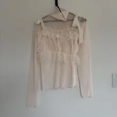 764) アプレジュールミニョン　フリル付きシースルー長袖シャツ　2点セット