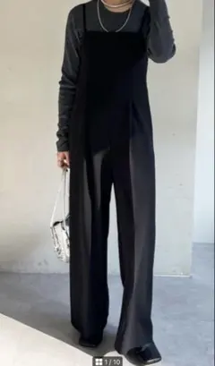 【SHENERY】カットジョーゼットタックサロペット BLACK / 36のサムネイル