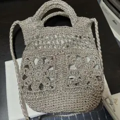 niko and... シルバー編み物ショルダーバッグ
