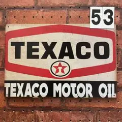 TEXACO MOTOR OIL 《53》レトロ ブリキ 看板 ☻