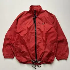 90s NIKE ナイロンジャケット M レッド ビッグスウッシュ