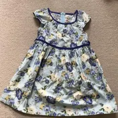 花柄水色ワンピース 110サイズ