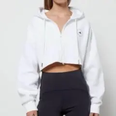 アディダスバイステラマッカートニー/クロップドパーカー白XS