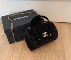 12時間以内発送❀ベルベット ミニバッグ　（ブラック）2way　箱付き　♬非売品