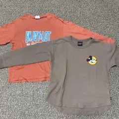 ミッキーマウス刺繍 長袖トップスとTシャツセット　120センチ