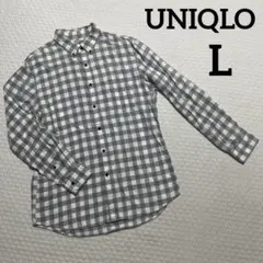 【UNIQLO】フランネルチェックシャツ ギンガムチェック グレー【匿名配送】