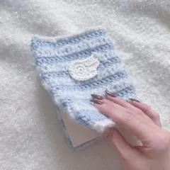 ブックカバー ブックケース 羽 パール 編み物 かぎ針編み ハンドメイド