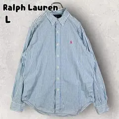 Ralph Lauren 長袖シャツ L ストライプ クラシックフィット ブルー