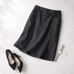 23区［XL］美品◎大人クール◎日本製◎センタープレス◎ひざ丈タイトスカート