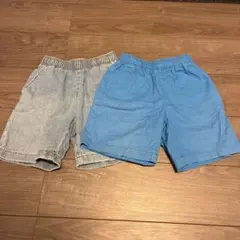 GU デニム・水色ハーフパンツセット 130cm