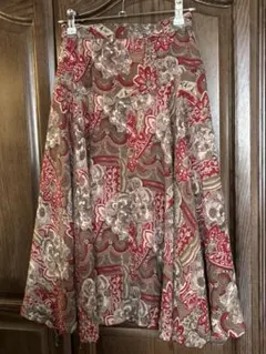フレアスカート 赤 花柄