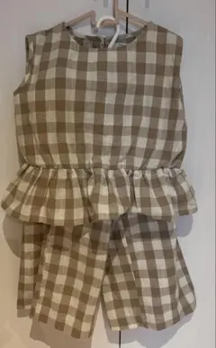 ◎PAIR MANONノースリーブ チェック ペプラムトップスパンツセットアップのサムネイル
