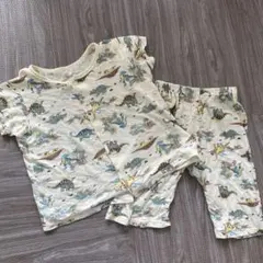 恐竜柄クリーム色パジャマ 110