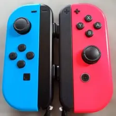 【早い者勝！美品純正完動品】任天堂JoyConコントローラ青赤51ストラップ付