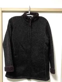 【古着】 シンプル フリース ニット アウター ブラウン 防寒着 XLサイズ