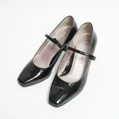 【未使用級】銀座カネマツ ストラップ パンプス エナメル 2way 22cm