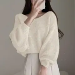 GRL 前後2Wayモヘヤタッチニットショート丈トップス[mb1569]