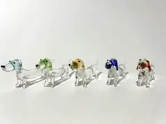 ガラス製犬の箸置き　5個セット　箱付き