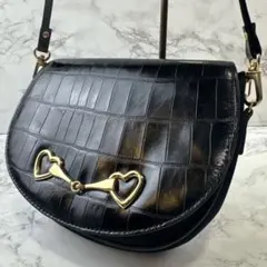 MOSCHINO モスキーノ 本革 レザー×ナイロン ミニショルダーバッグ
