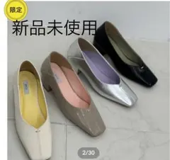 新品未使用　EVOL イーボル　スクエアトゥパンプス　シルバー25cm