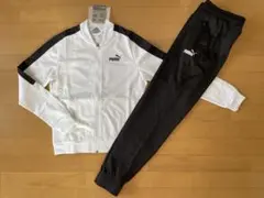 新品未使用 S（レディース） PUMA 裏トリコット起毛!!ジャージ上下 白/黒