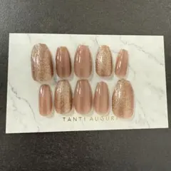 ベージュゴールドネイルチップセット 10個