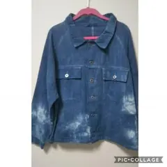 SALE一点藍染ショートジャケット（綿90%ポリエステル10%）フリーサイズ