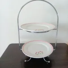 二段式ケーキスタンド プレート皿2枚付き