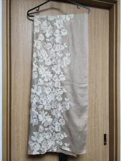 花柄 刺繍 ショール ストール ベージュ ブラウン お呼ばれ 行事