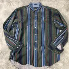 希少80s チャップス　ラルフローレン　 ストライプシャツ　ボタンダウン　長袖