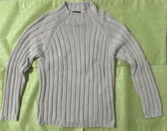 【ユニクロ旧ロゴ】UNIQLO ベージュ リブ編み ニット M セーター