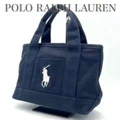 ポロラルフローレン トートバッグ ハンドバッグ ミニ ロゴ ネイビーピンクポニー