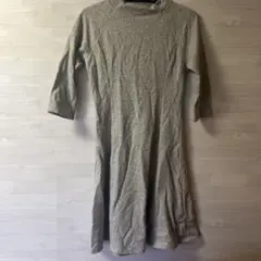 グレー 七分袖 ニットワンピース Aライン