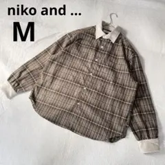 niko and... ニコアンド スエード 長袖 チェック柄 ブラウン M