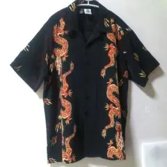 Komodo】希少90sドラゴン柄レーヨン生地ハンドメイド・アロハシャツ 
