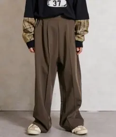 新品 ペアマノン ストリート ワイド センターステッチ スラックスパンツ 90茶