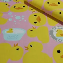 ✿【コットンこばやし】お風呂のアヒル<ソフトキャンバス> 生地 布[ピンク]