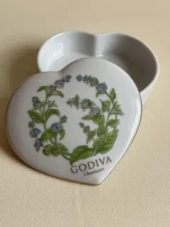 GODIVA 花柄　陶器ケース　小物入れ　ハート型アンティーク　汚れなしのサムネイル
