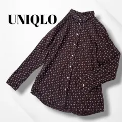 UNIQLO/ユニクロ/レディース/シャツ/ブラウス/長袖/総柄/透け感/XL