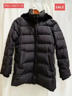 グローバルワーク　ウツクシルエット撥水ダウンコート　ブラック　Lサイズ