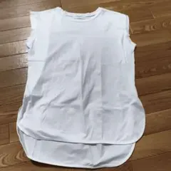 オペークドットクリップ　ロングTシャツ 白　L 異素材