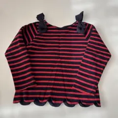 petit main 長袖カットソー 120cm ストライプ