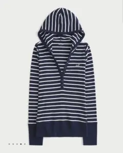 Hollister フーデッド ヘンリーシャツ ストライプ トップス